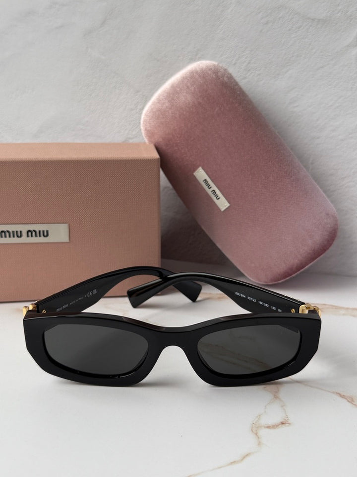 Miu Miu MU B04S Black Rectangular Sunglasses