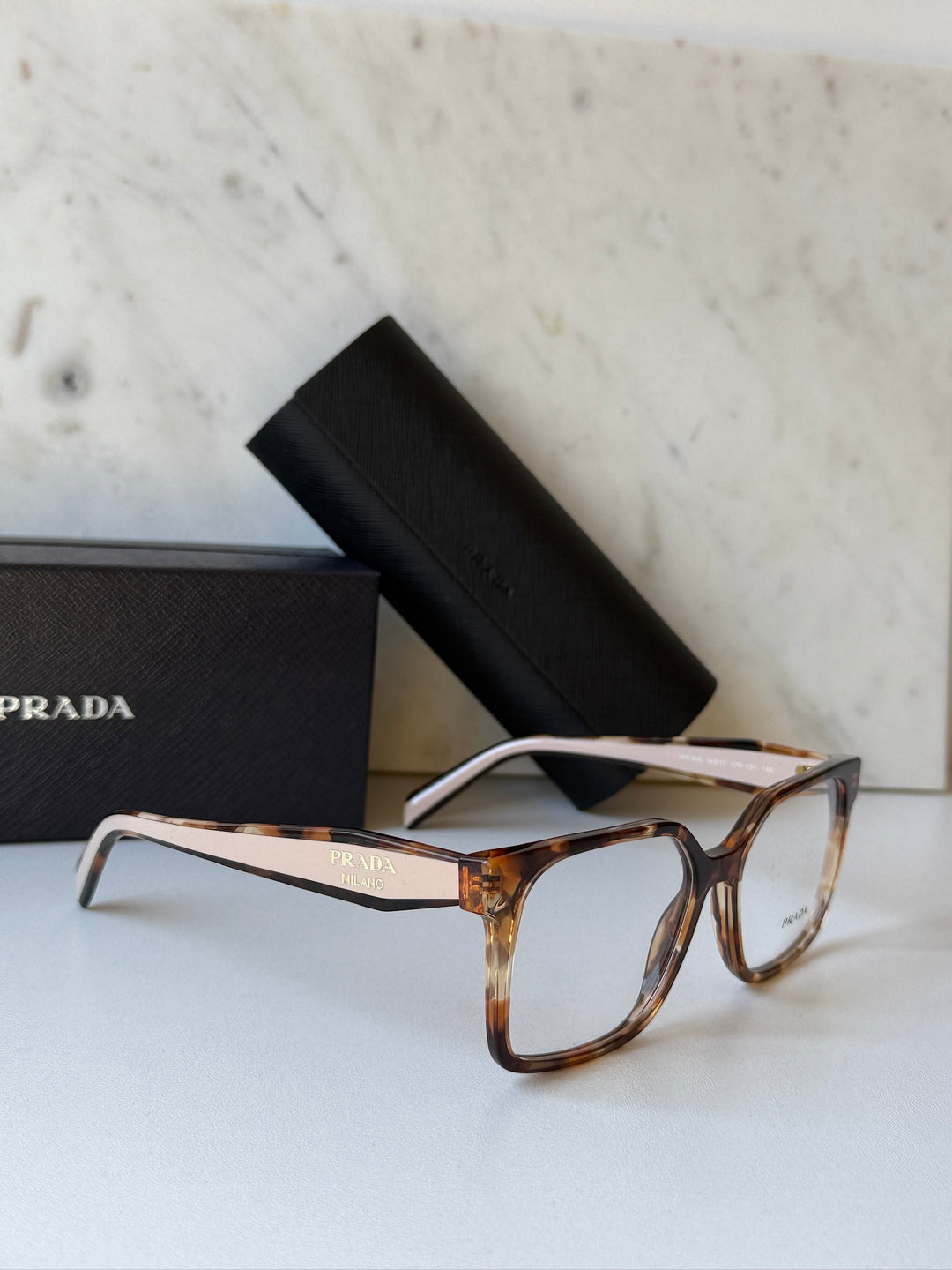 Prada PR B03V Eyeglasses Frames in Havana Caramel
