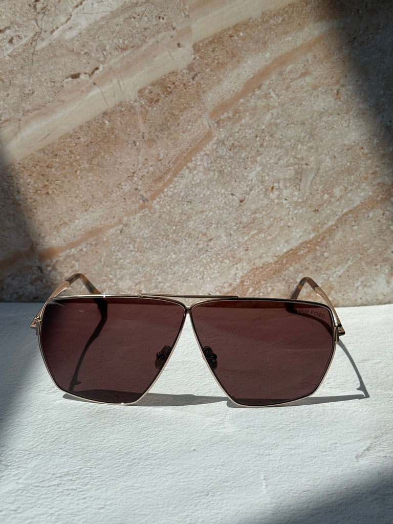 Tom Ford Stella FT1185 Oversized Aviator Sunglasses in Gold Brown