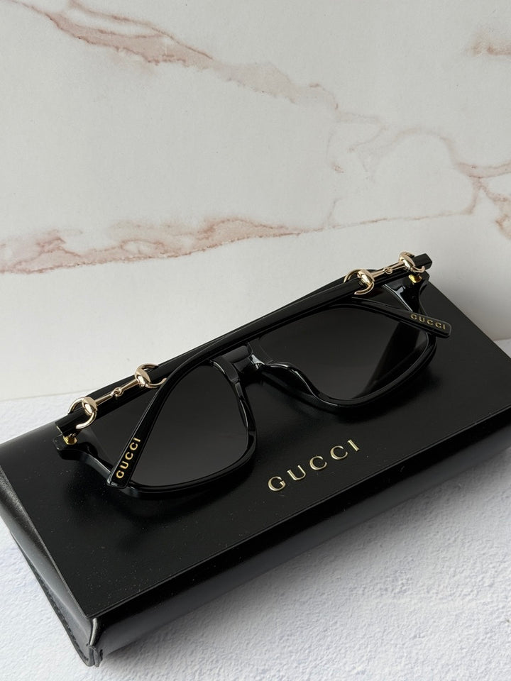 Gucci GG2052S Black Horsebit Aviator Sunglasses