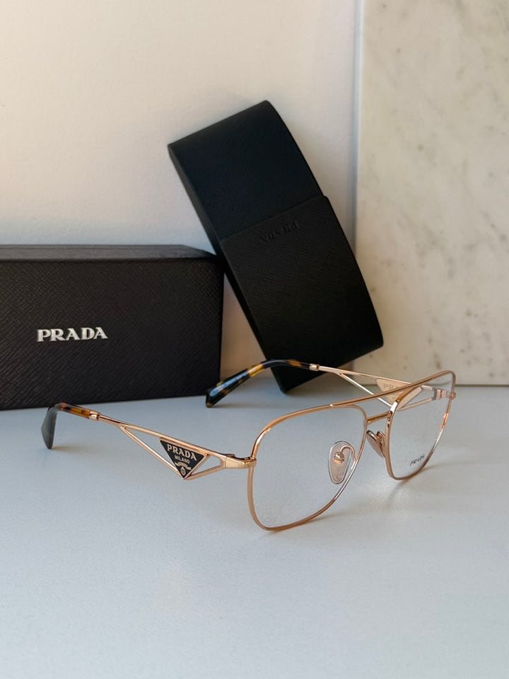 Prada PR B50V Pilot Eyeglasses Frames in Rose Gold