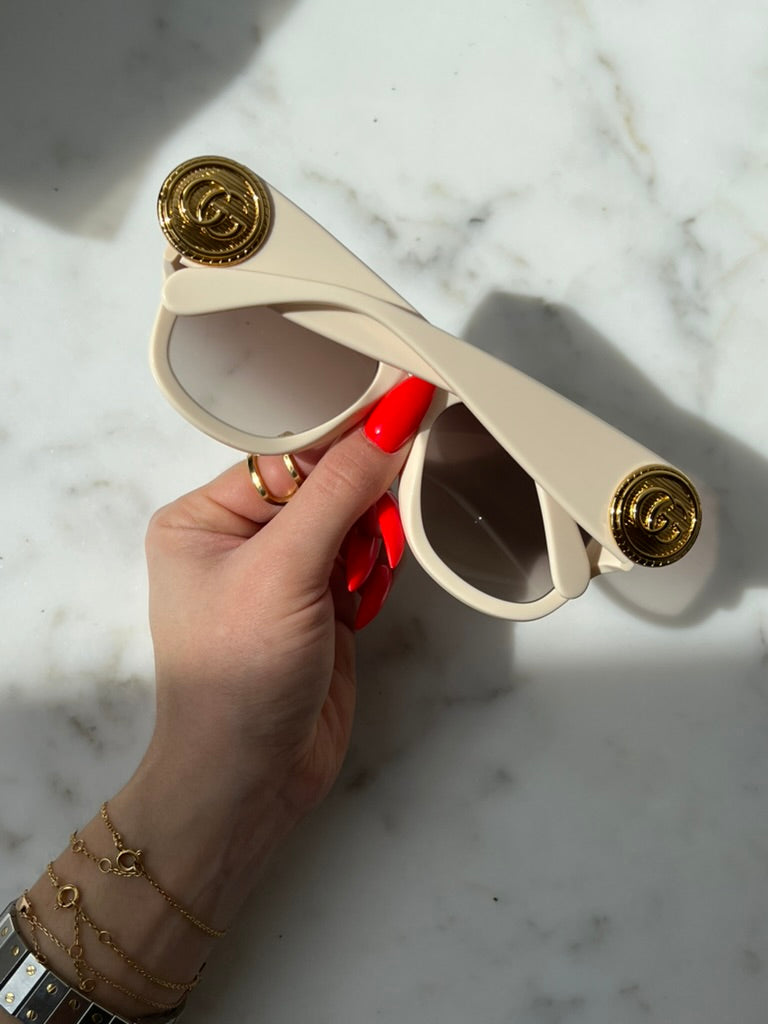 Gucci GG1407S Ivory White Oversized Sunglasses