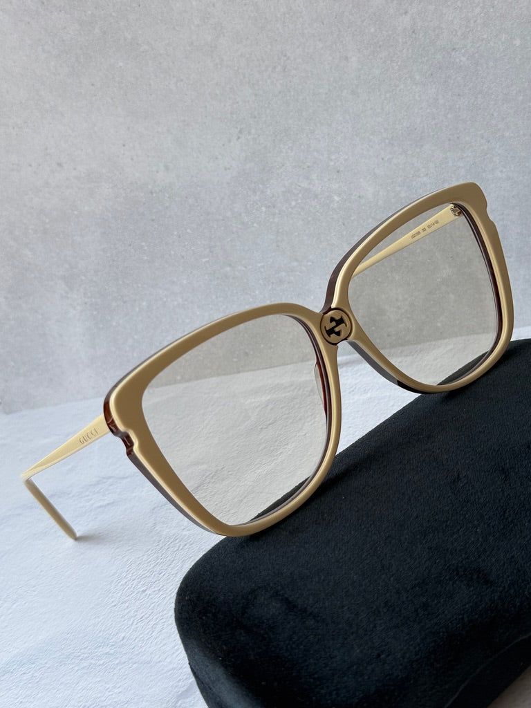 Gucci GG0709S Ivory Butterfly Oversized Sunglasses