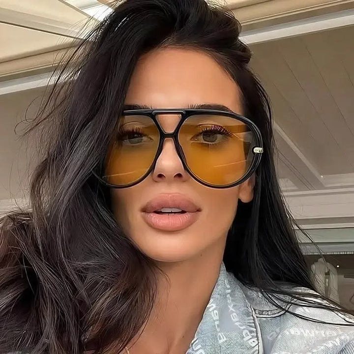 Bottega Veneta BV1273S Drop Earring Aviator Sunglasses in Black Yellow