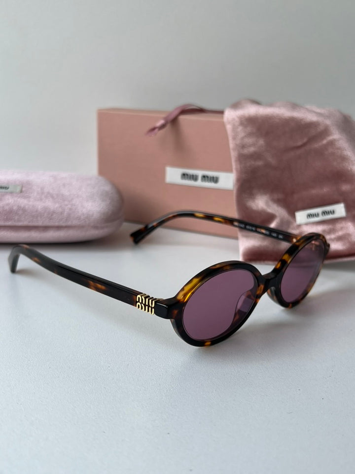 Miu Miu MU04ZS Brown Violet Oval Sunglasses