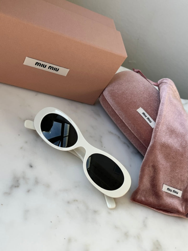 Miu Miu MU06ZS White Gold Oval Sunglasses