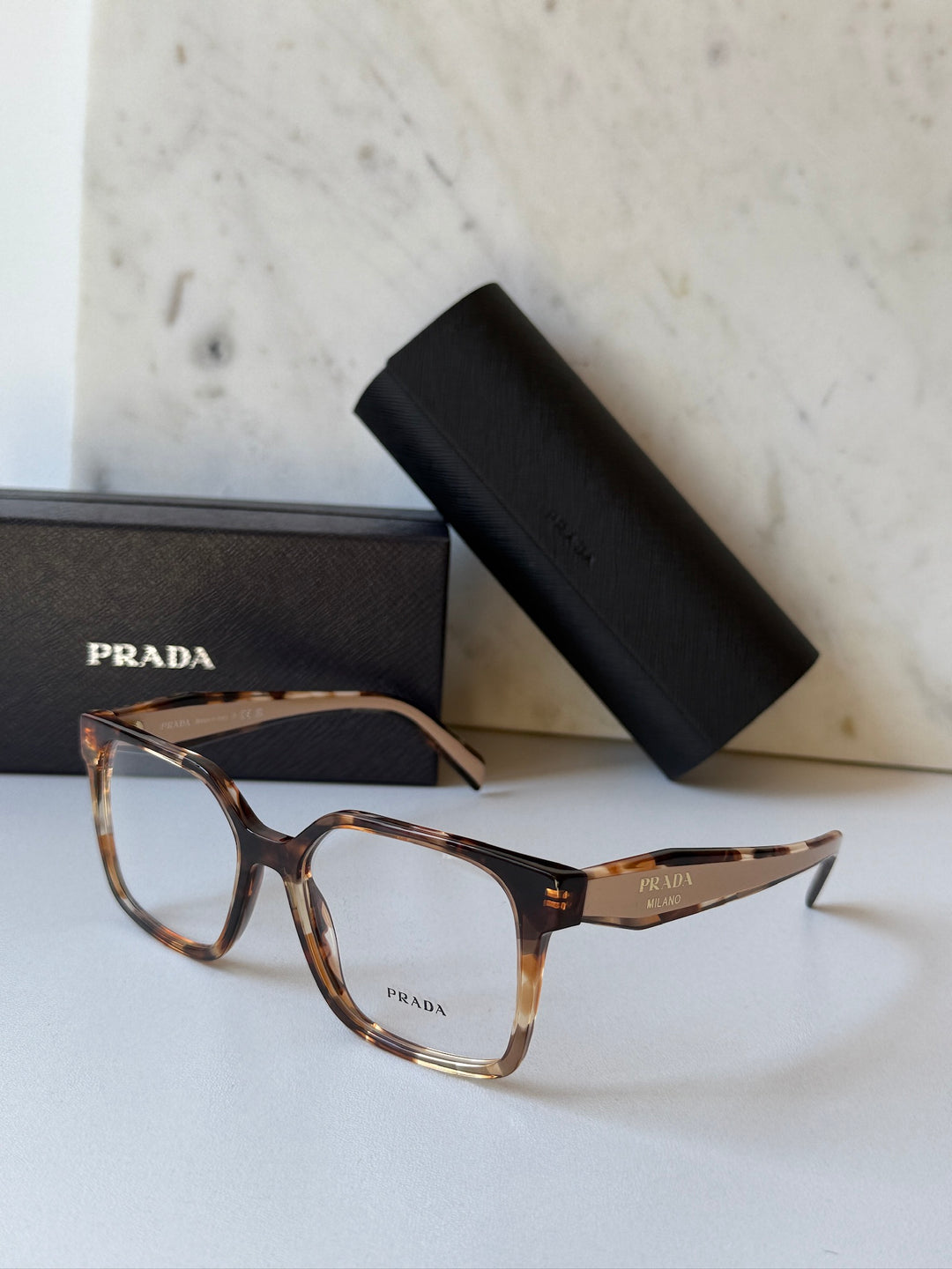 Prada PR B03V Eyeglasses Frames in Havana Caramel