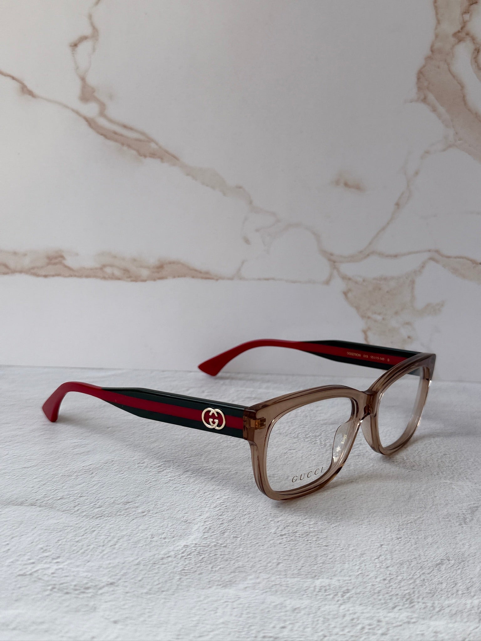 GUCCI ブラウン ニーハイブーツ ストライプ Gucci GG0278ON Transparent Brown Striped Leg | Designer Daydream
