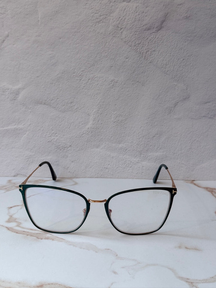 Tom Ford FT5839-B Turquoise Squared Cat Eye Bluelight Frames