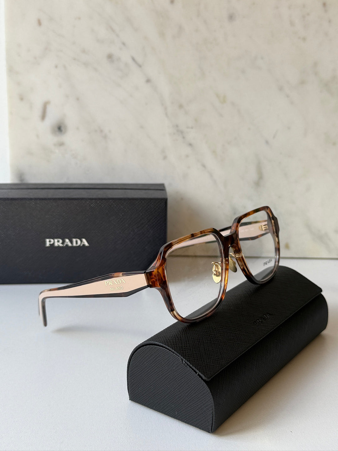 Prada PR B07VD Eyeglasses Frames in Havana Powder