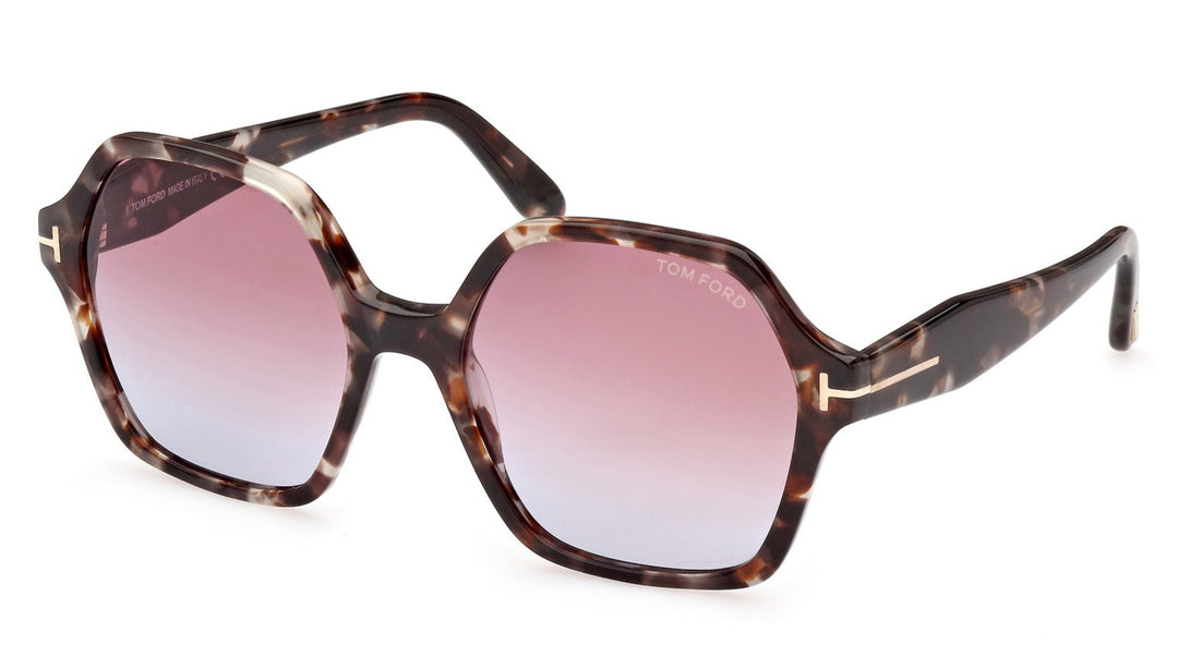 Tom Ford Romy tortoise brown oversized sunglasses with tinted pink lenses and logo temple arms