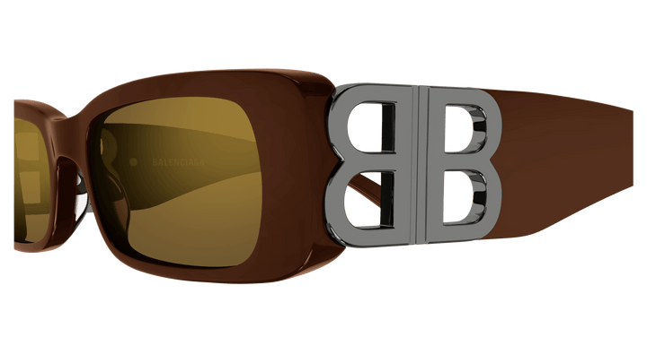 Balenciaga BB0096S Logo Sunglasses in Brown Mirror