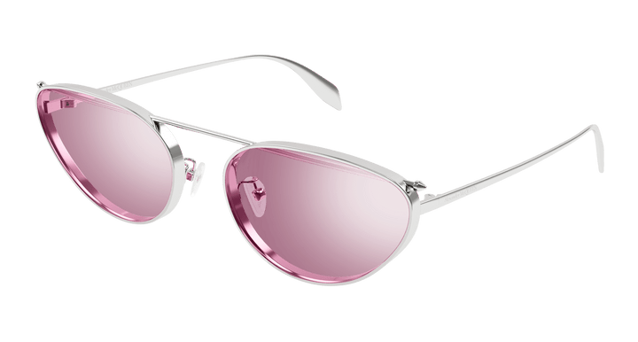 Alexander McQueen AM0424S Silver Pink Cat Eye Sunglasses