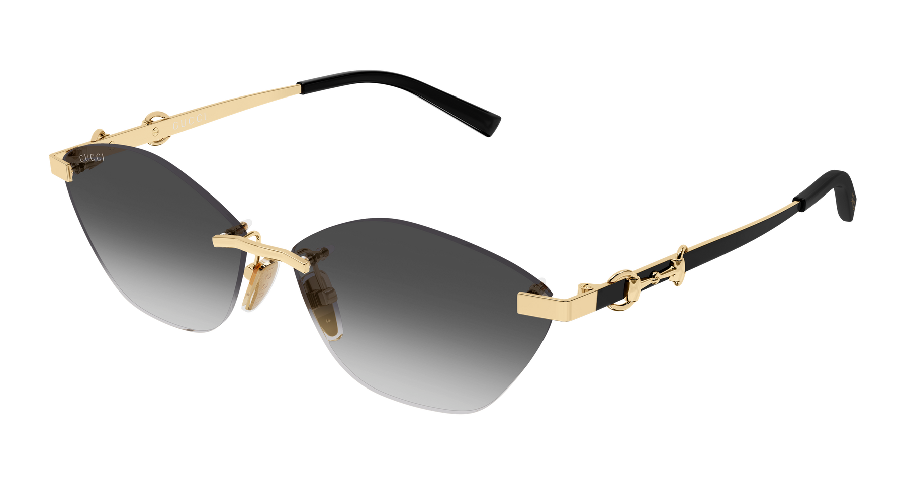Gucci GG2050S Cat Eye Horsebit Sunglasses in Gold Grey – Designer