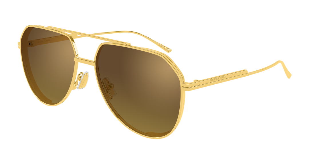 Bottega Veneta BV1465S Light Ribbon Aviator Gold Mirror Sunglasses