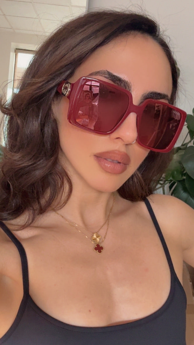 Gucci GG1692S Burgundy Square Sunglasses