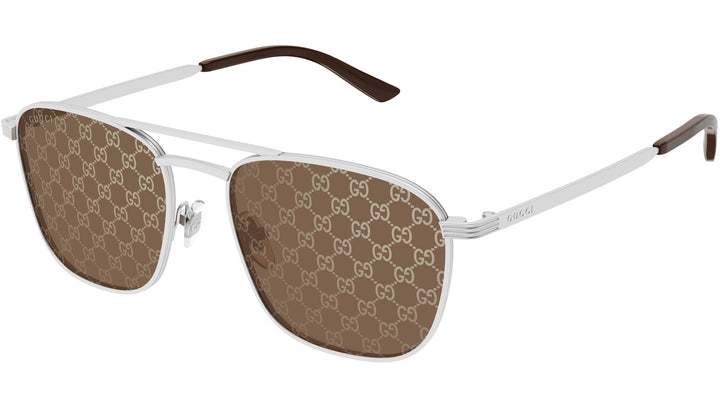Gucci GG1881S Metal Pilot Sunglasses in Silver Brown Logo