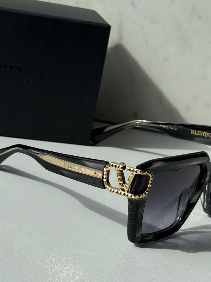 Valentino V-Uno VLS107-A Black Swirl Square Sunglasses