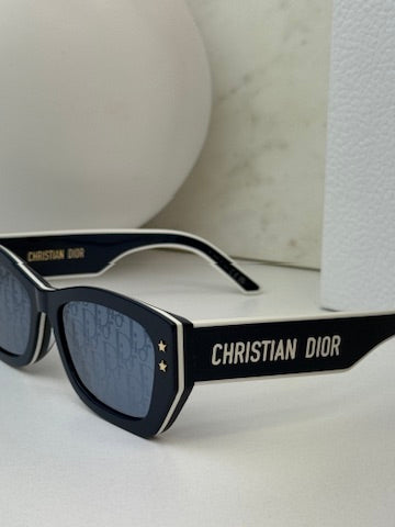 Dior Pacific S2U Cat Eye Sunglasses in Navy Logo Mirror