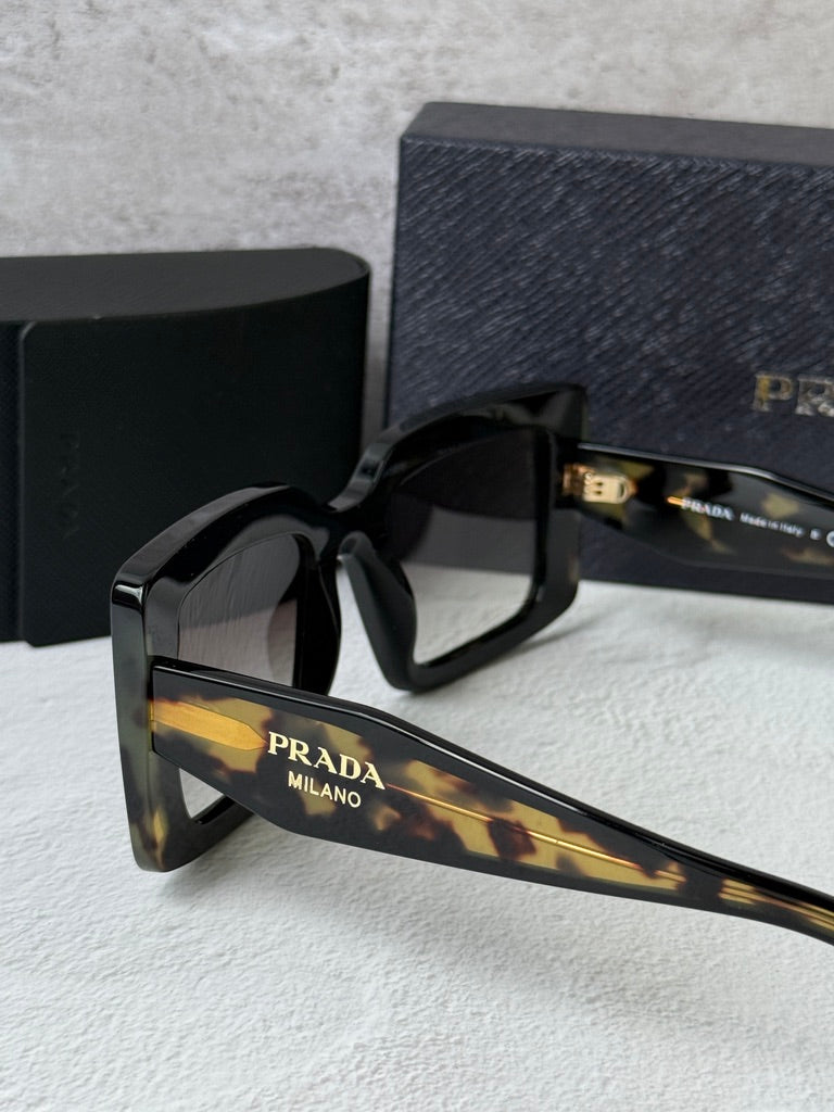 Prada PR D01S Square Sunglasses in Black Havana | Designer Daydream