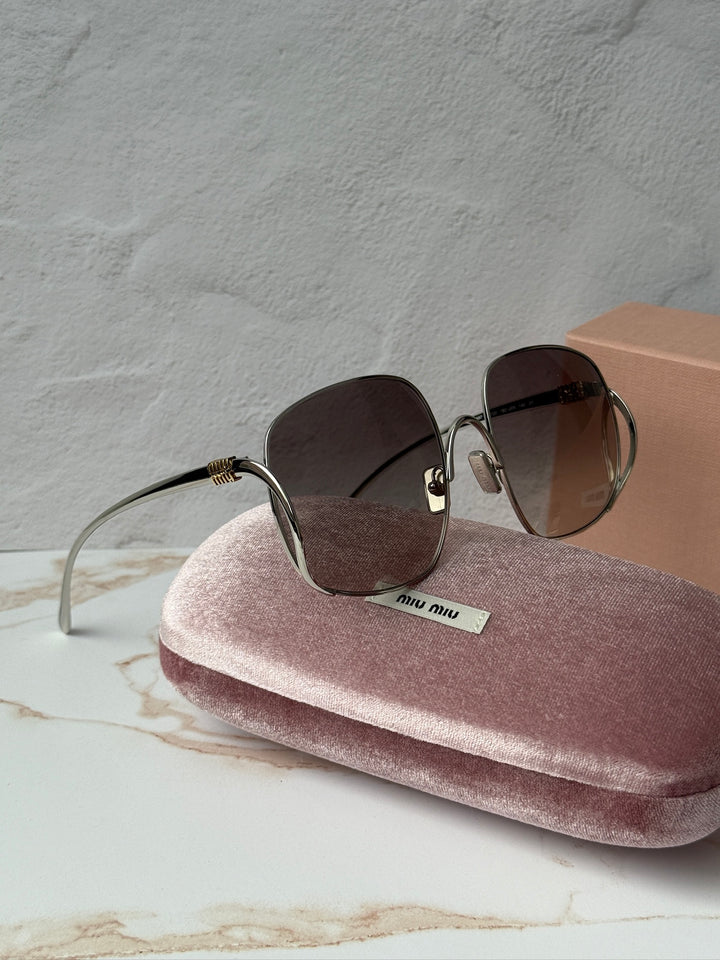 Miu Miu MU A57S Silver Oversized Round Sunglasses