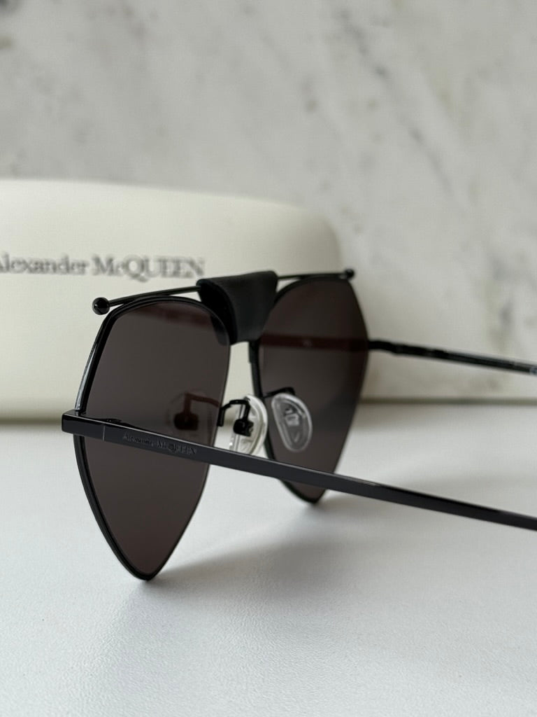 Alexander McQueen AM0317S Black Aviator Sunglasses