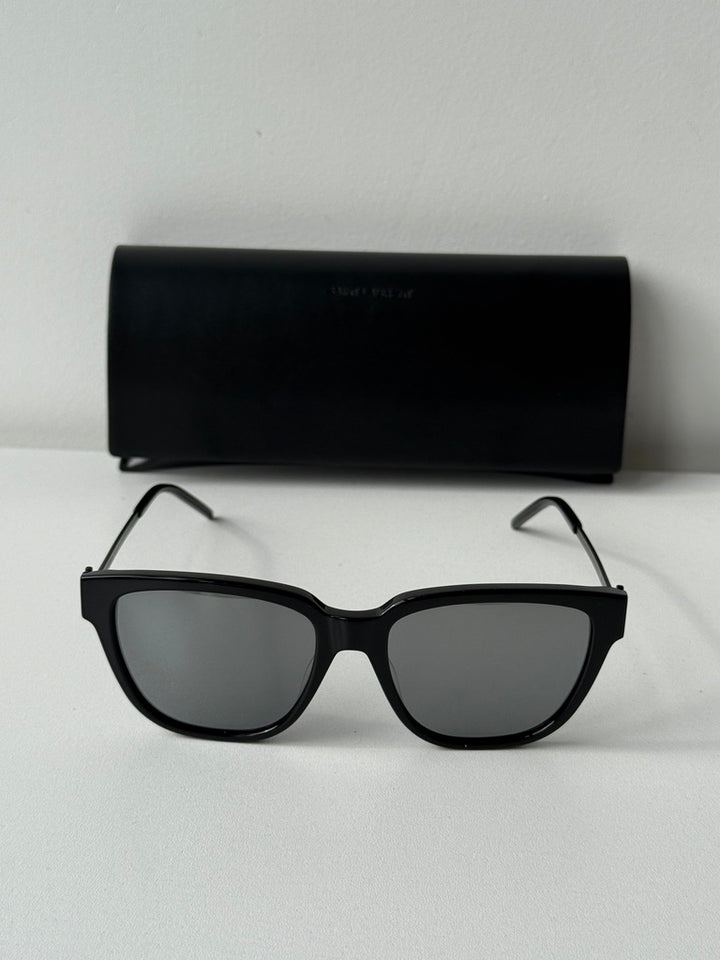 Saint Laurent SLM48S Cat Eye Sunglasses in Black Silver Mirror