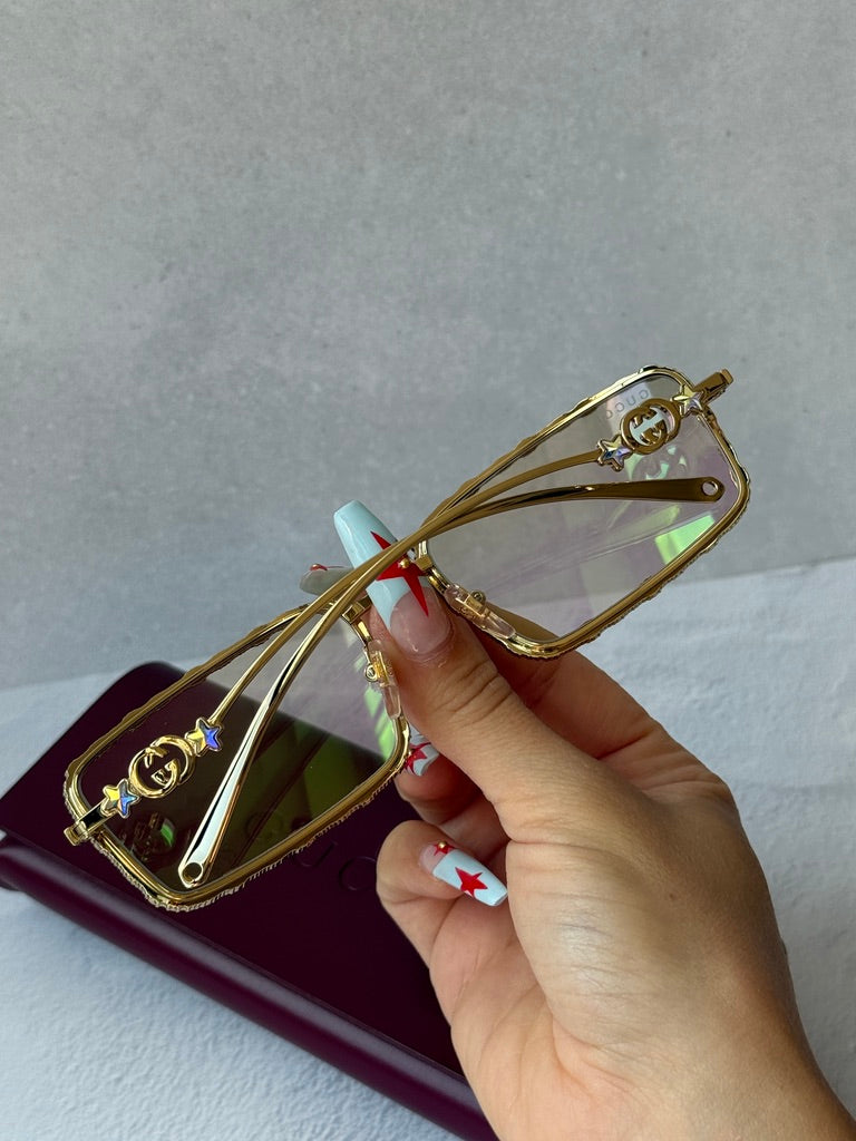 Gucci GG1568S Chain Sunglasses in Gold Crystal