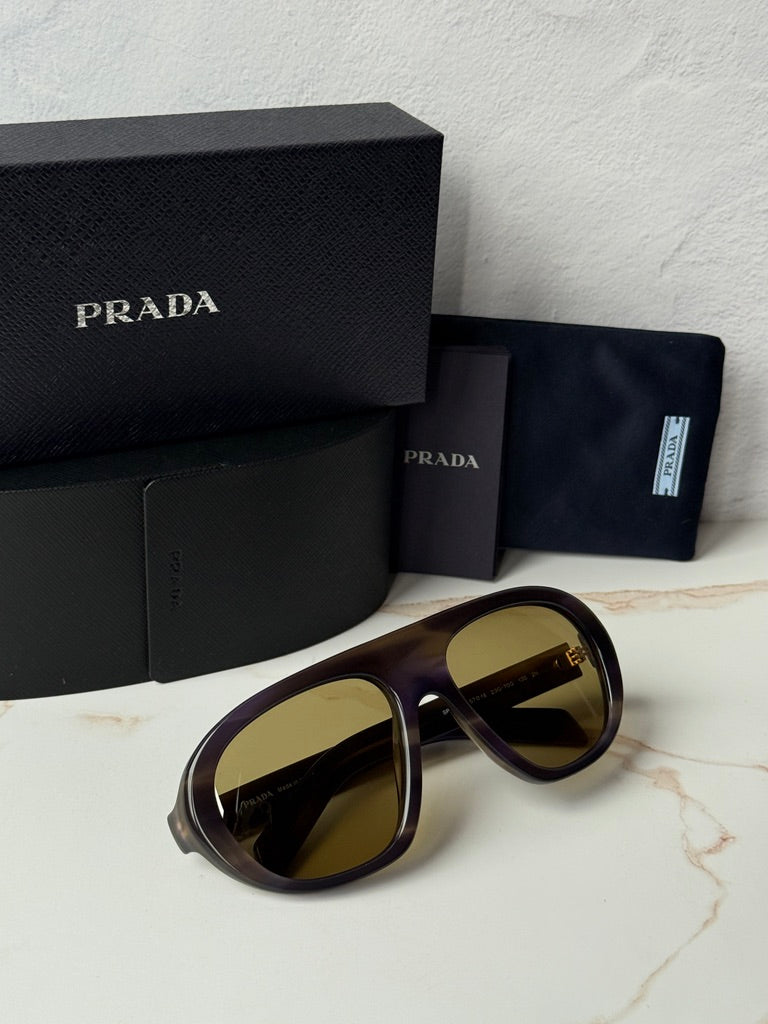 Prada PR C05S Aviator Sunglasses in Havana Yellow