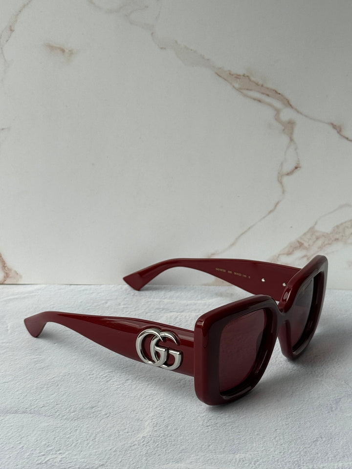 Gucci GG1975S Thick Rim Cat Eye Sunglasses in Burgundy