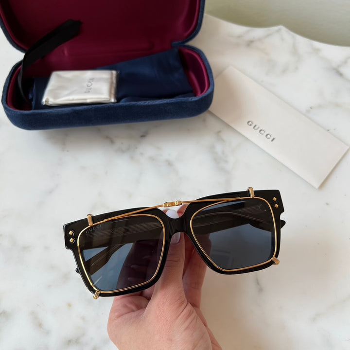 Gucci GG1084S Black Clip On Sunglasses