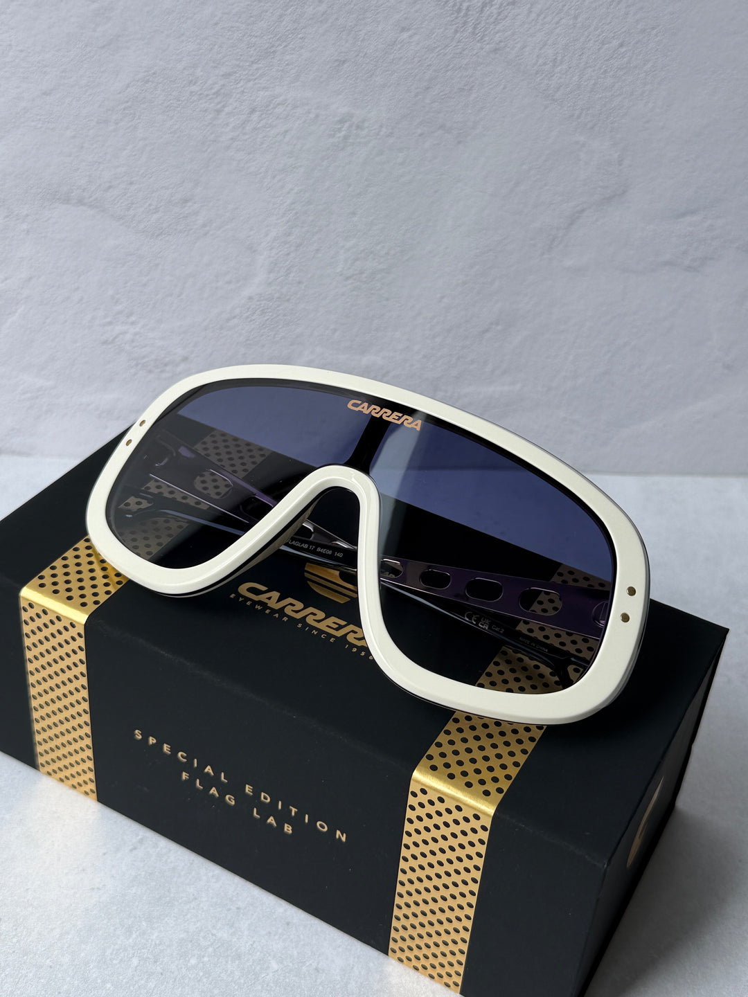 Carrera Flaglab 17 Oversized Mask Sunglasses in White