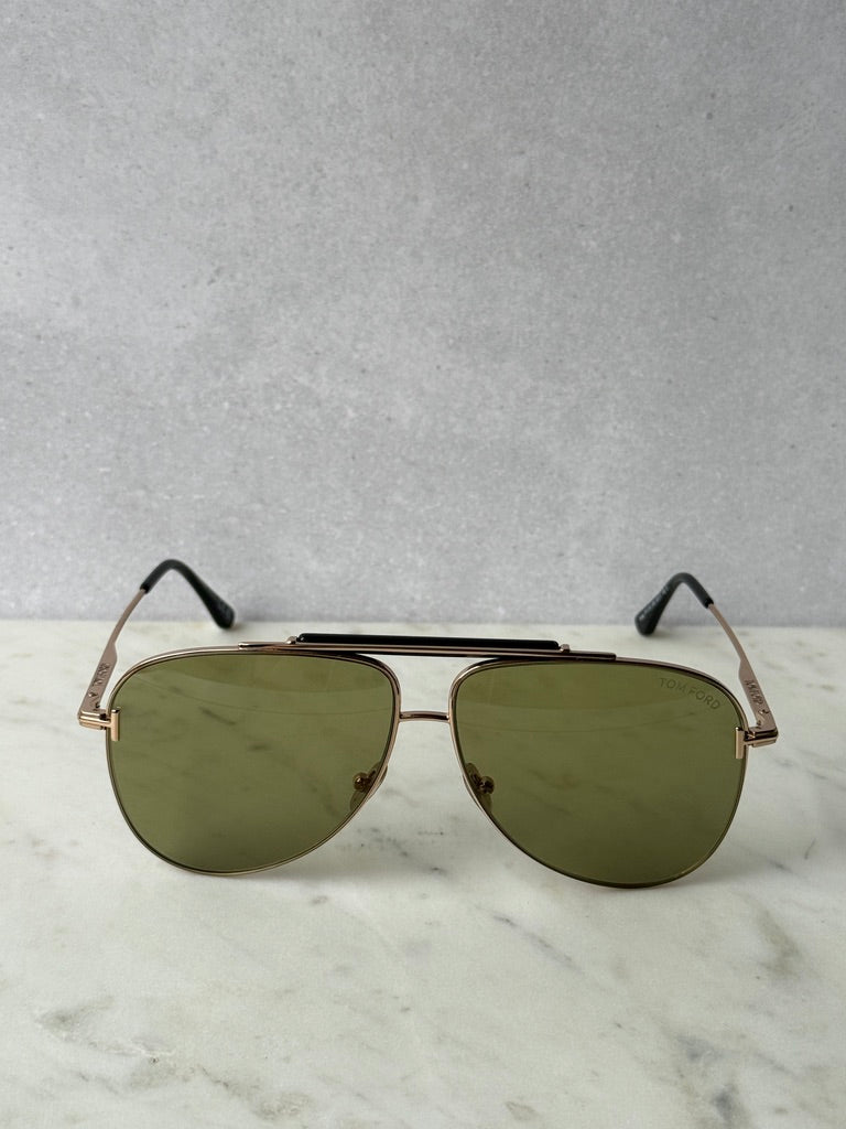 FT1018 Brady Aviator Sunglasses in Gold Green