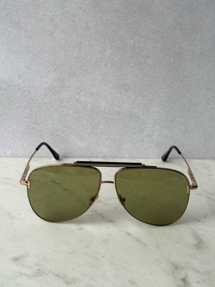 FT1018 Brady Aviator Sunglasses in Gold Green