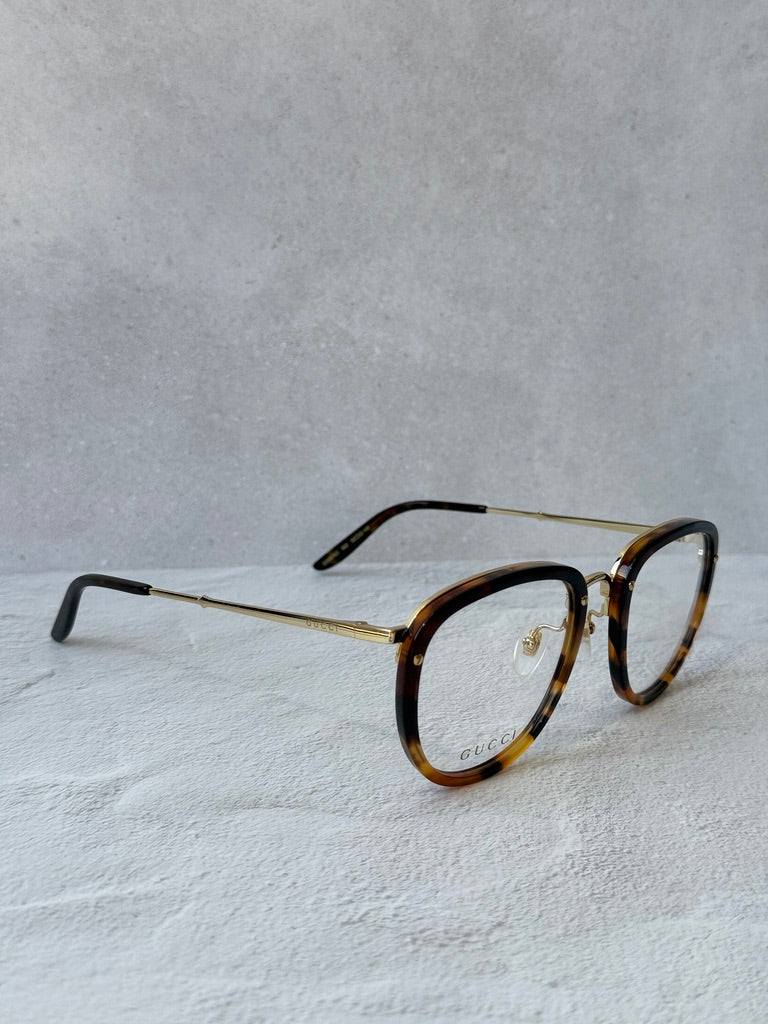 Gucci GG0675O Round Metal Eyeglasses Frames in Havana Brown