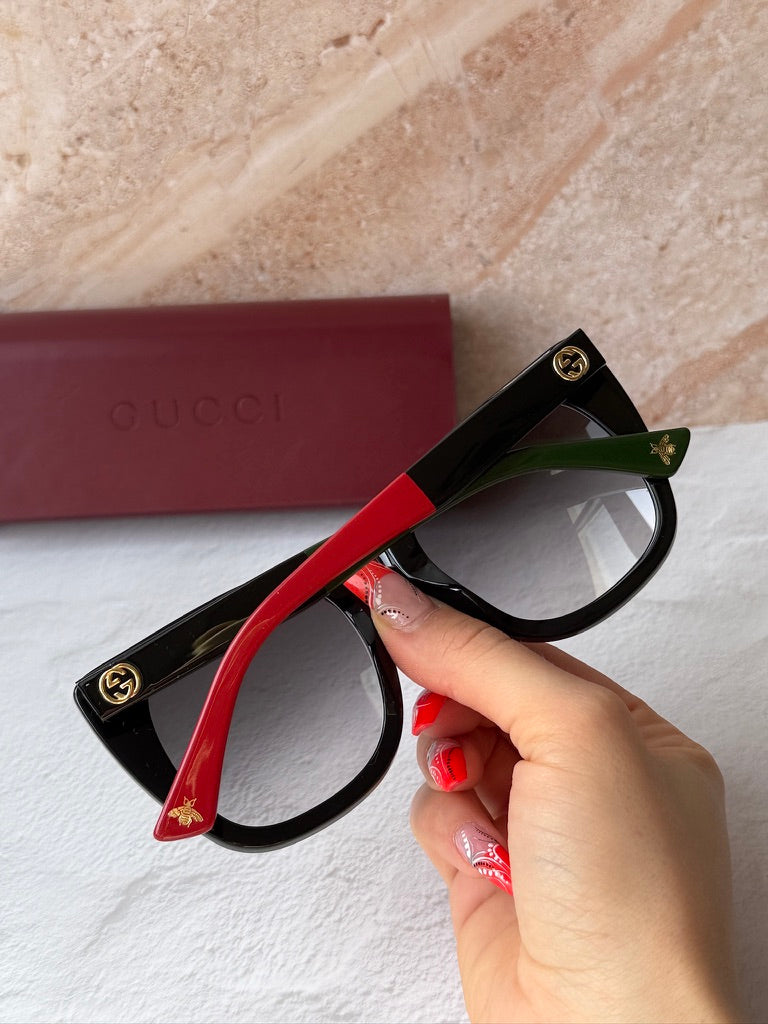 Gucci GG0163SN Black Squared Cat Eye Sunglasses