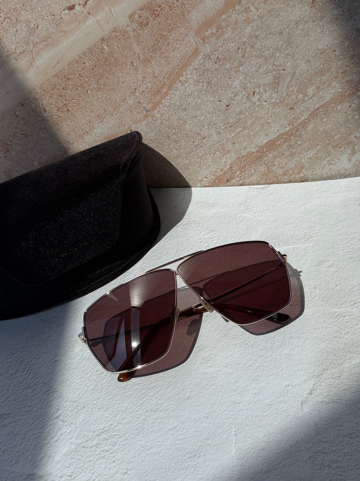 Tom Ford Stella FT1185 Oversized Aviator Sunglasses in Gold Brown