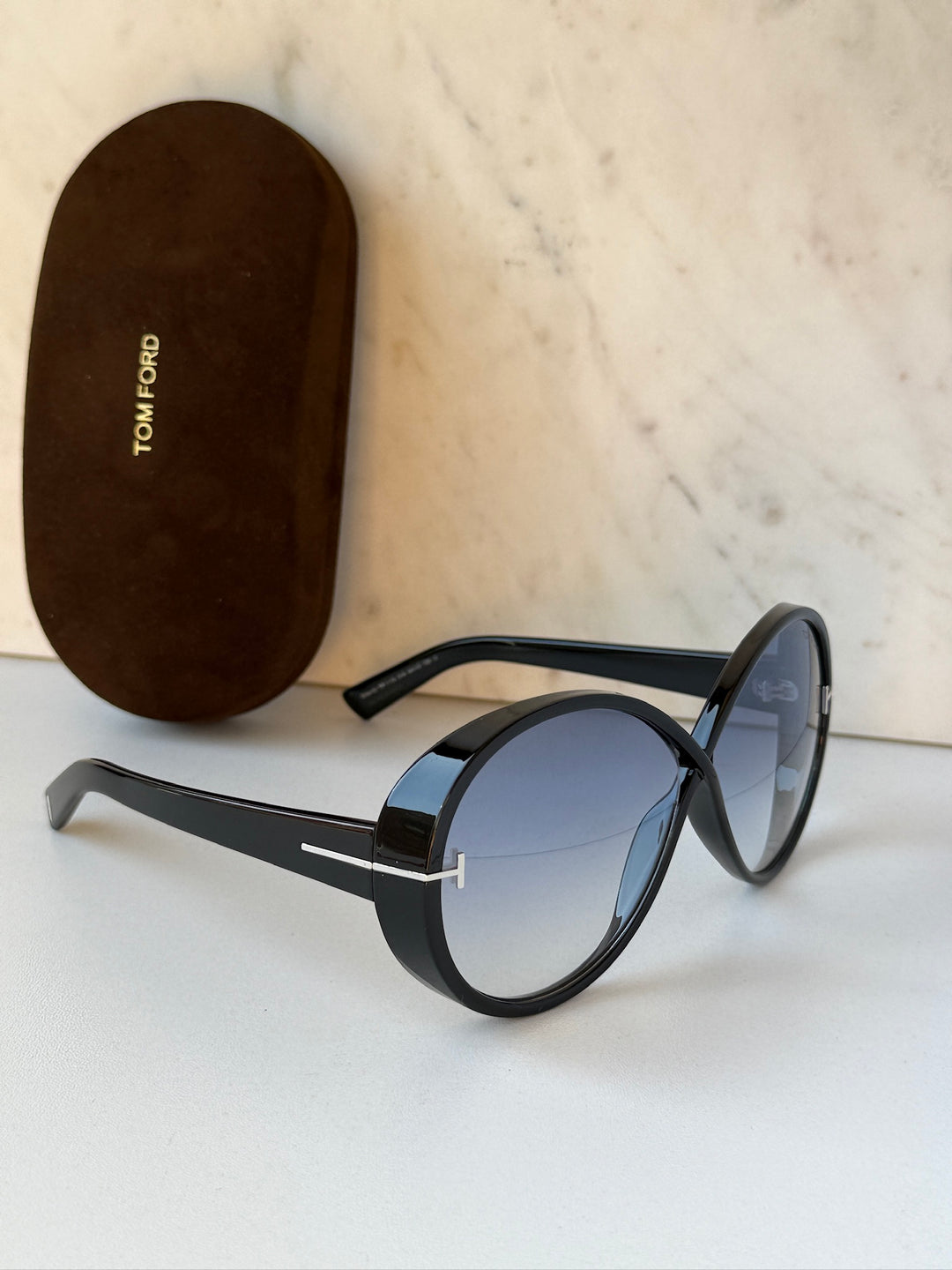 Tom Ford Edie FT1116 Oversized Round Sunglasses in Black