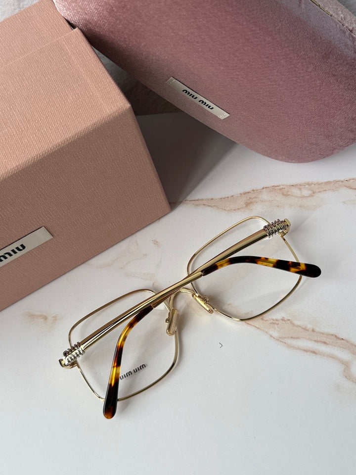 Miu Miu MU51YV Gold Oversized Square Eyeglasses Frames