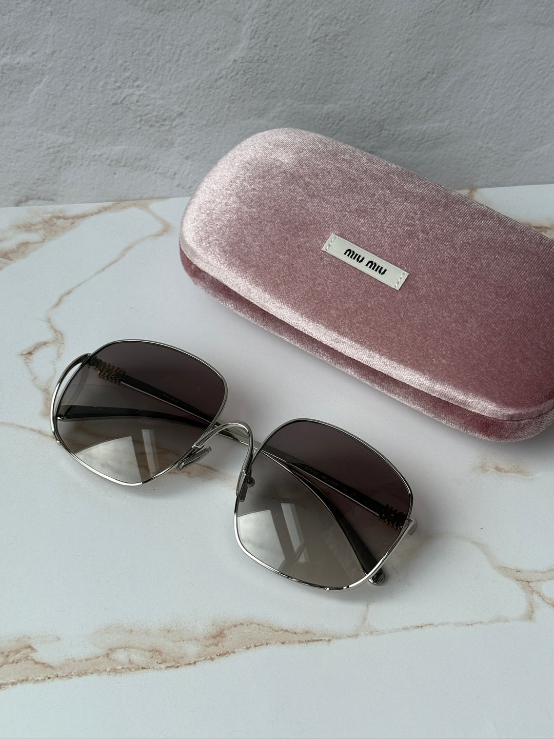 Miu Miu MU A57S Silver Oversized Round Sunglasses