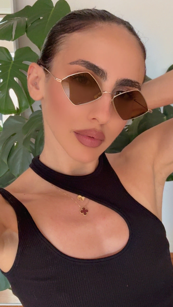 Saint Laurent SL302 Lisa Sunglasses in Gold Brown