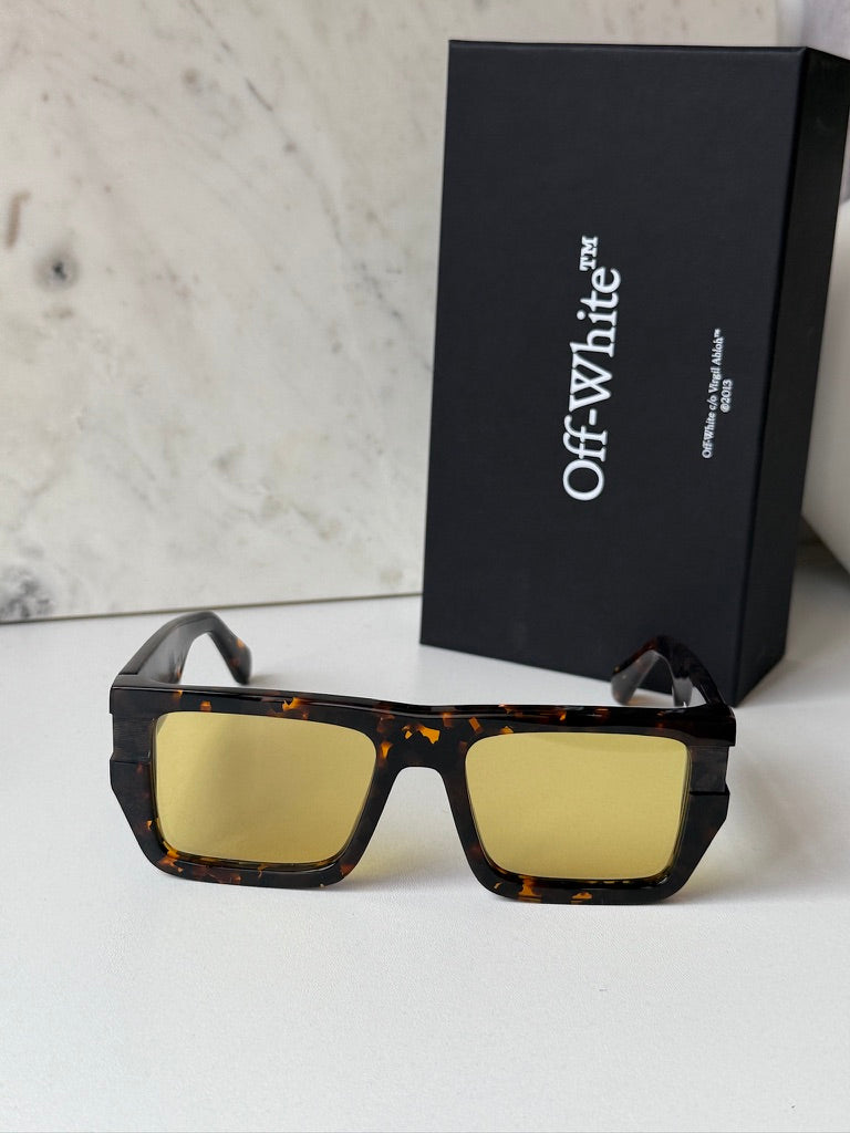 Off White Chester Sunglasses in Havana Brown Yellow