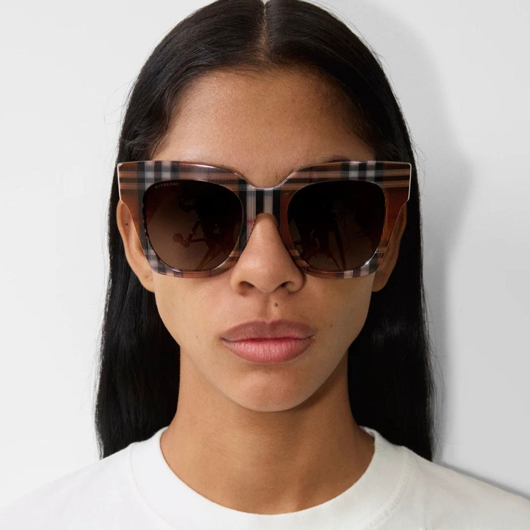 Burberry BE4364 Kitty Square Check Print Sunglasses