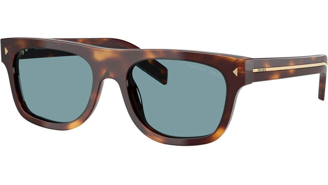 Prada polarized sunglasses with havana blue lenses and dark tortoiseshell frames
