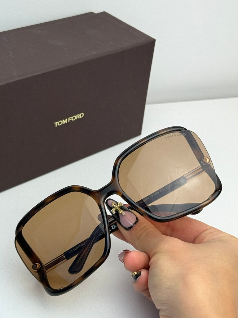 Tom Ford Solange FT1089 Havana Brown Oversized Sunglasses