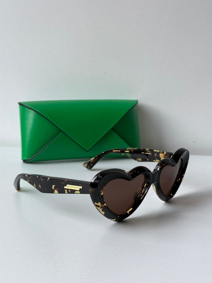 Bottega Veneta BV1432S Brown Heart Sunglasses