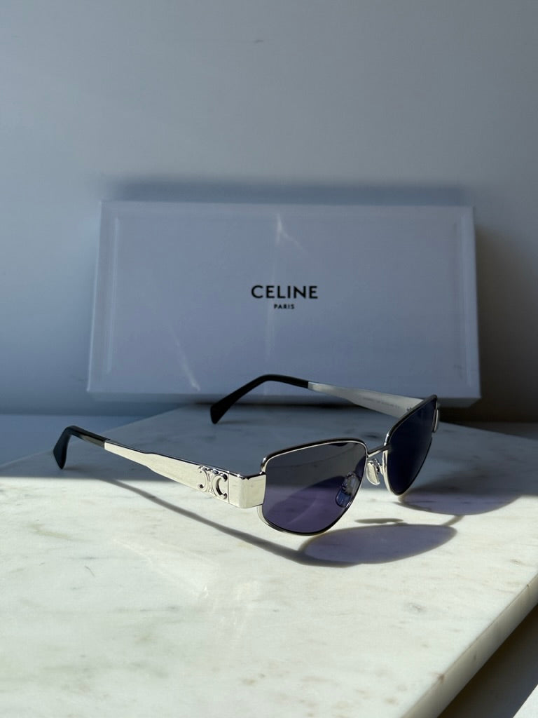 Celine CL40293U Triomphe Cat Eye Sunglasses in Silver