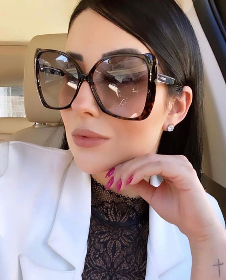 Gucci GG0471S Oversized Butterfly Sunglasses in Havana Brown