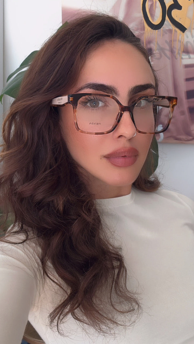 Prada PR B03V Eyeglasses Frames in Havana Caramel