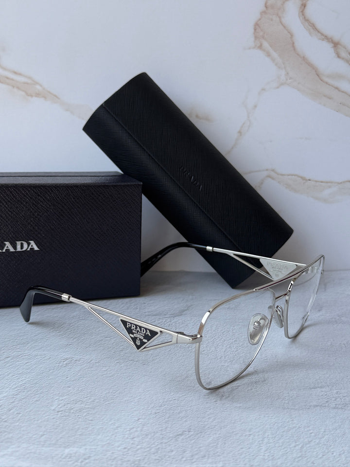 Prada PR B50V Pilot Eyeglasses Frames in Silver